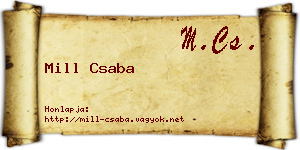 Mill Csaba névjegykártya
